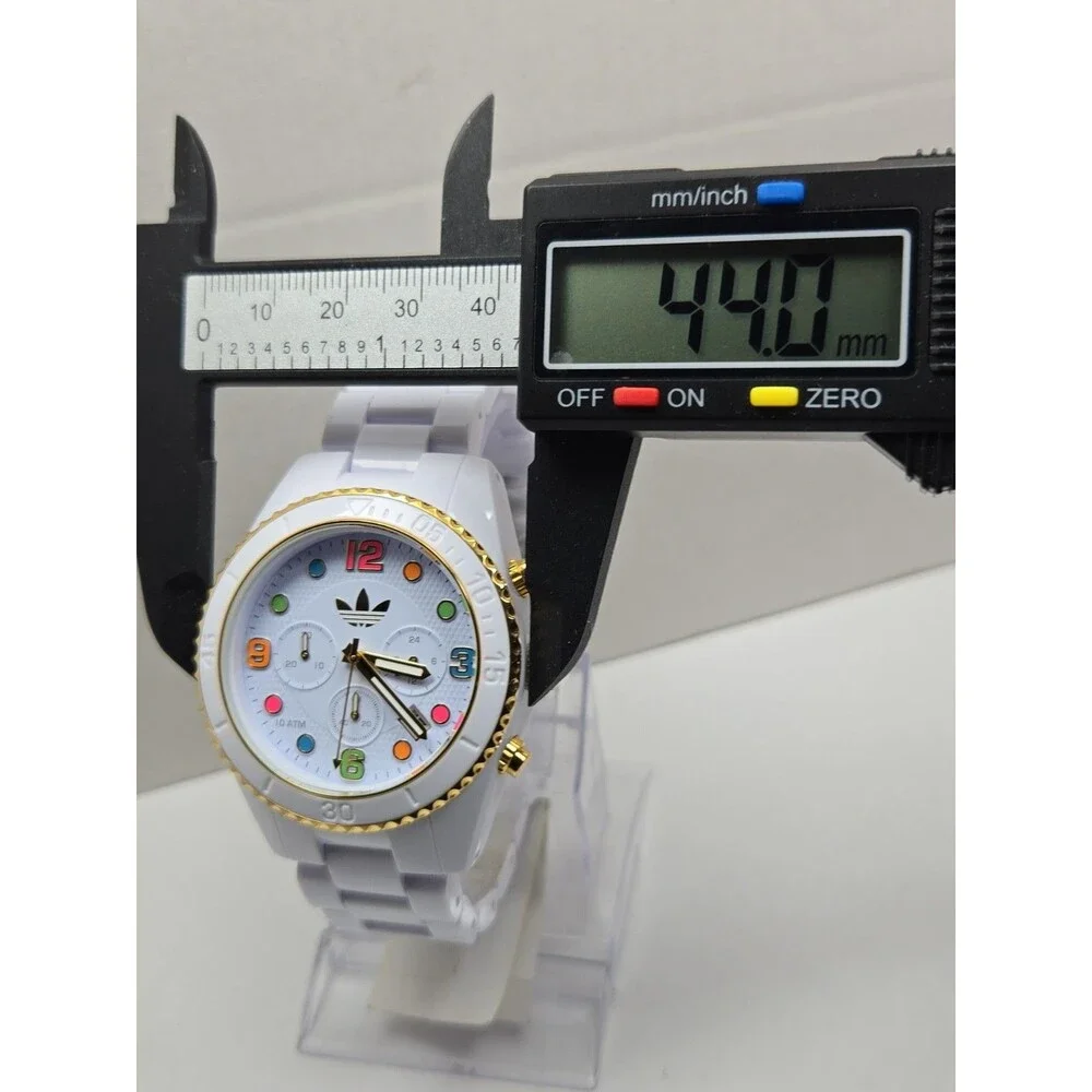 Adidas Originals Brisbane White Gold 44mm Chronograph Sports Watch New Battery